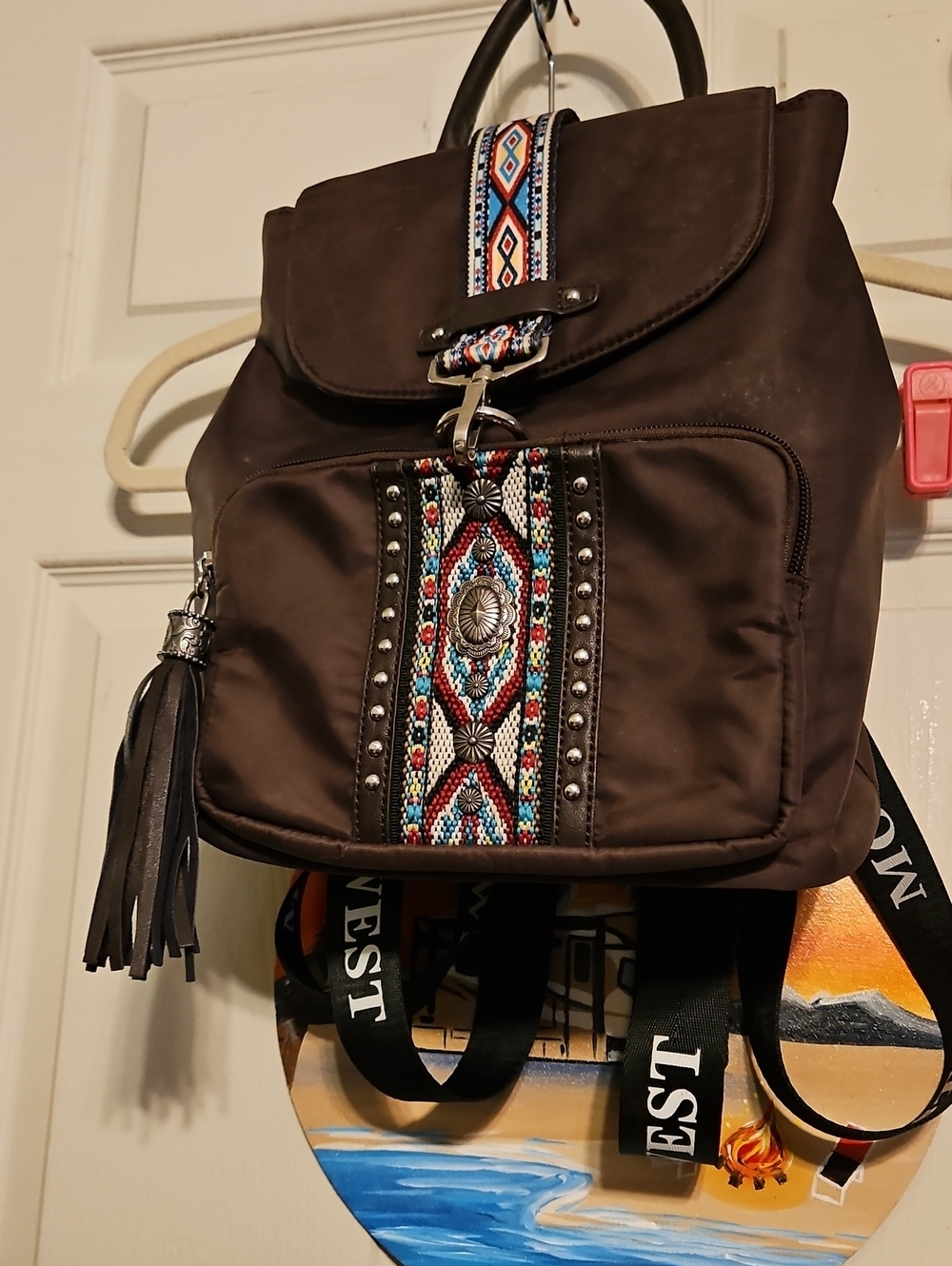 Montana West Brown Embroidered Accent Women's Backpack
